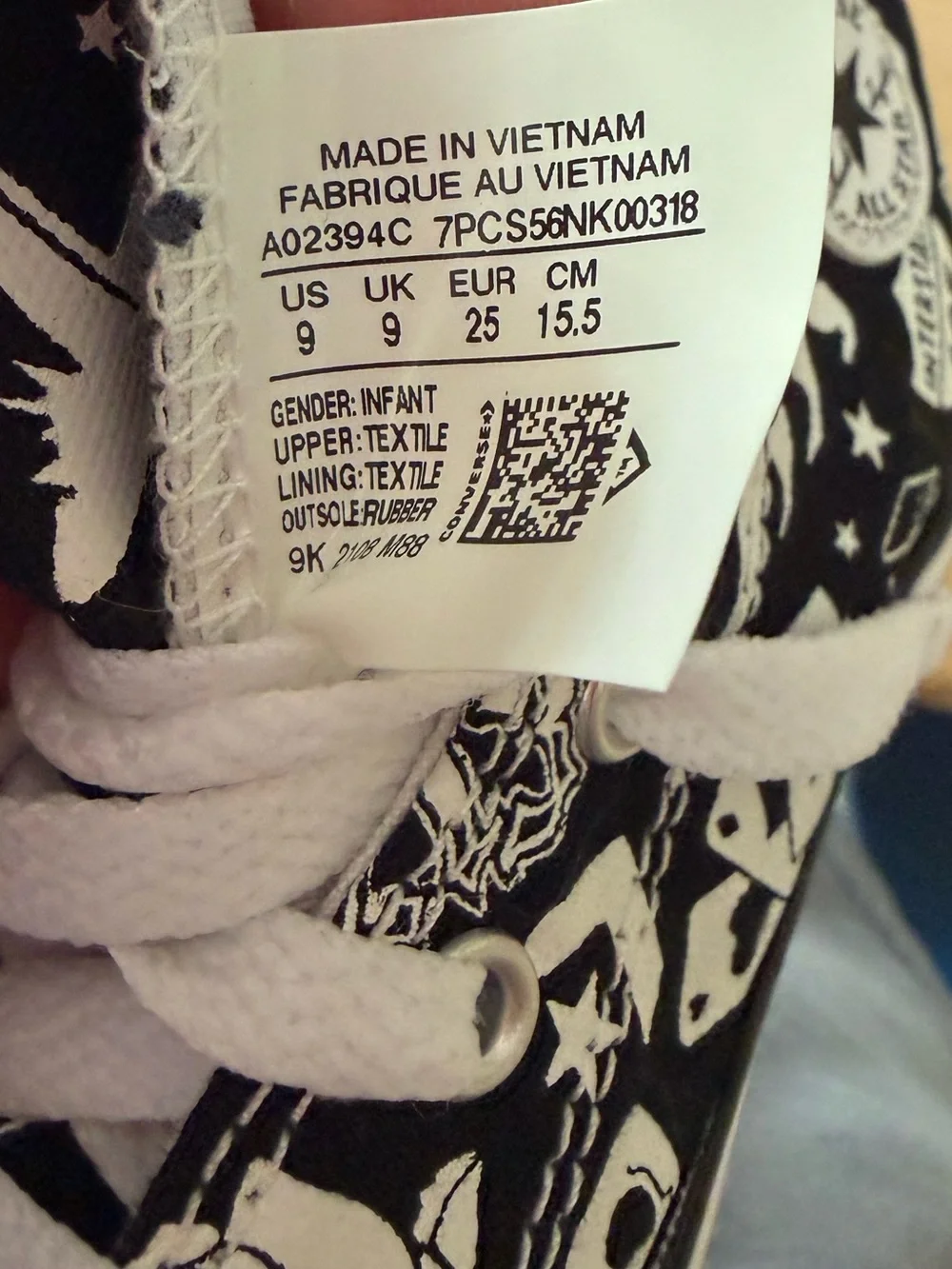 EUC Converse Kids Black & White Patterned High-Top Sneakers